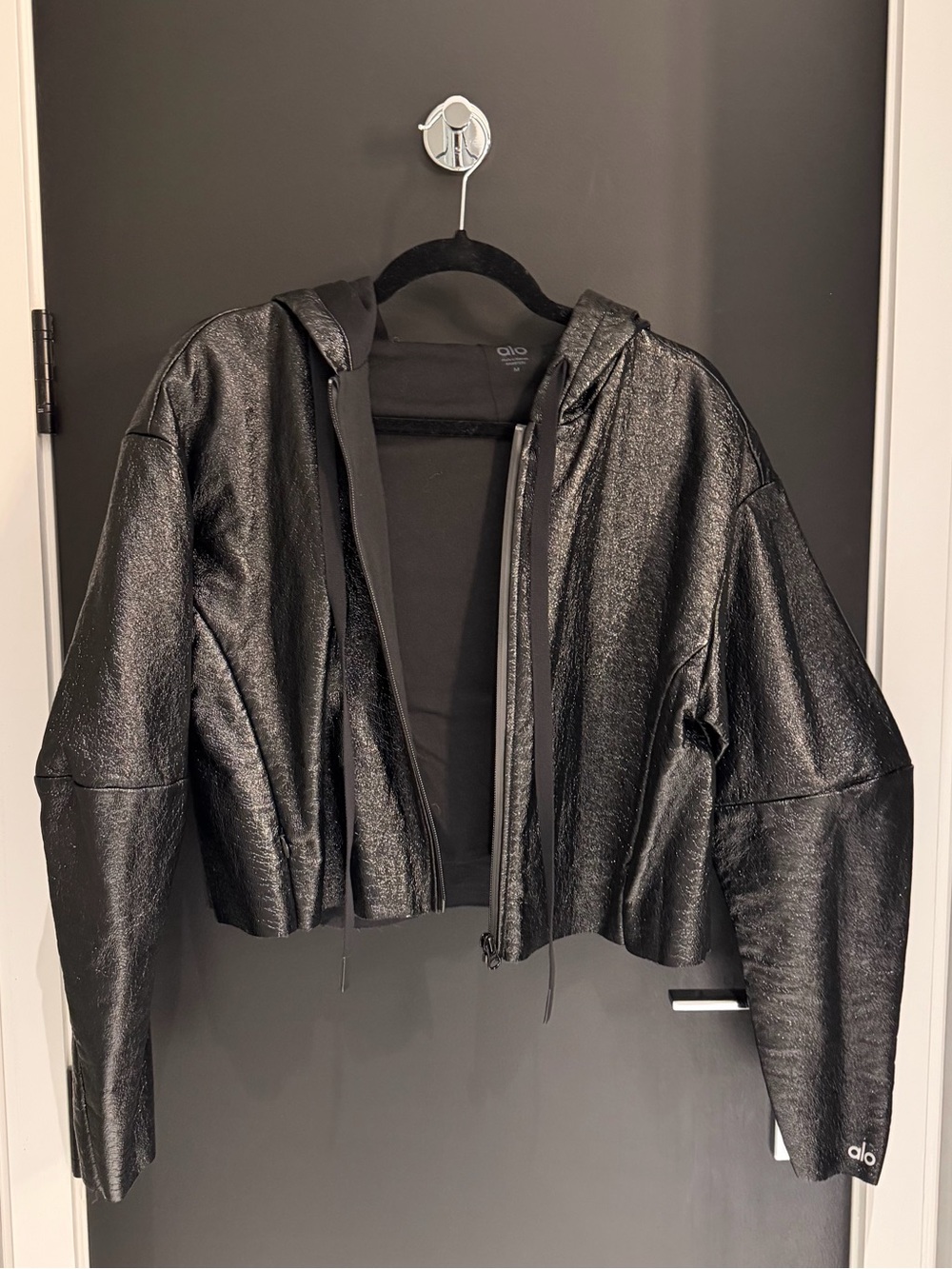 ALO Yoga Black Cropped Patent Jacket